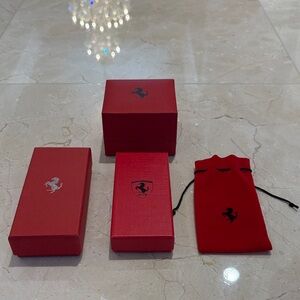 Small Ferrari Red Boxes and Jewelry Pouch Set